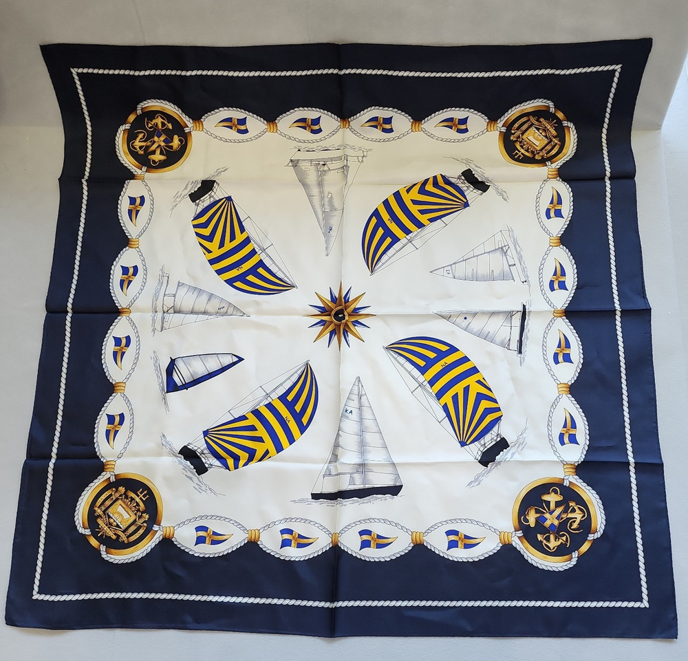32in Square Naval Academy USNA Silk Scarf Rah-Rah Collection Nautical Sailing